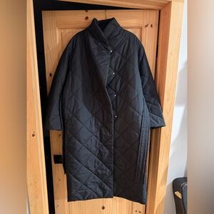 Arket Black Quilted Long Coat
